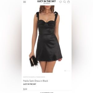Lucy in the Sky Neila Satin Dress in Black, L59705 - Medium